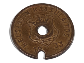 Helsingin Kaasulaitoksen kaasutonki / poletti vuodelta 1933