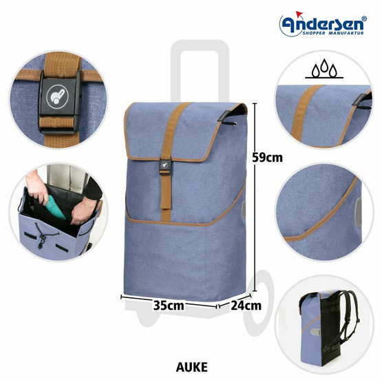 Andersen Shopper Auke, sininen ja punainen