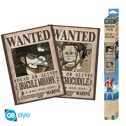 Minijuliste 2-pack - One Piece Wanted Mihawk & Crocodile 52cm x 38cm