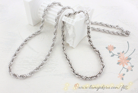 Korusarja kaulakoru ja rannekoru hopeaa