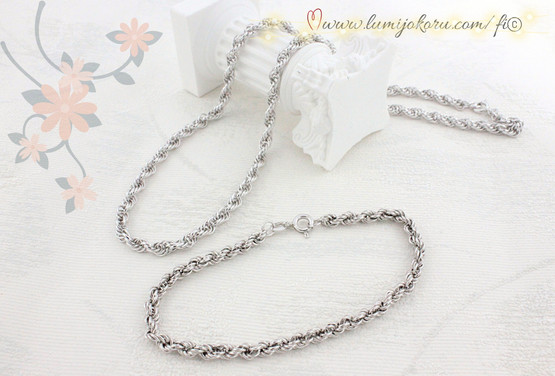 Korusarja kaulakoru ja rannekoru hopeaa