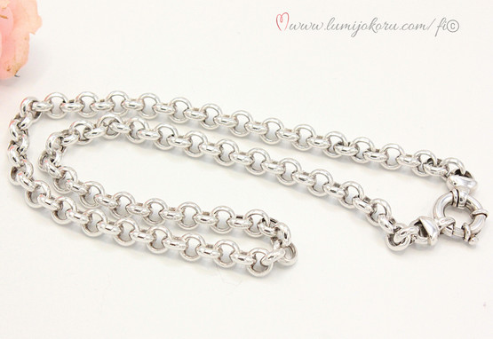 Paksu papuketju 50cm hopea