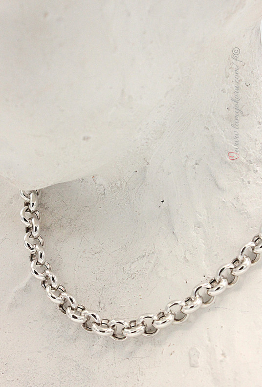 Paksu papuketju 50cm hopea