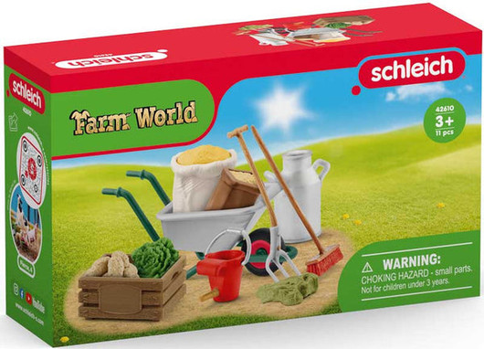 Schleich Farm World 42610 Kottikärryt ja hoitotarvikkeet