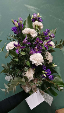 Funeral flowers white with blue
