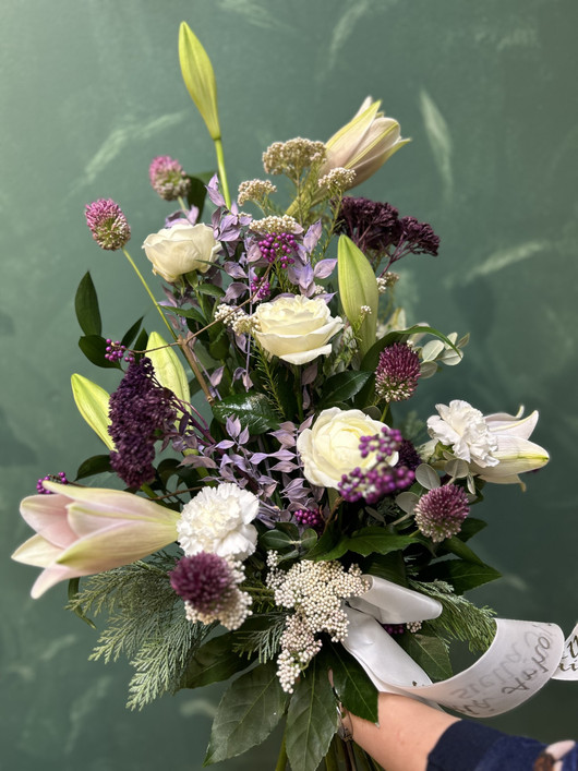 Funeral bouquet Lilac and White