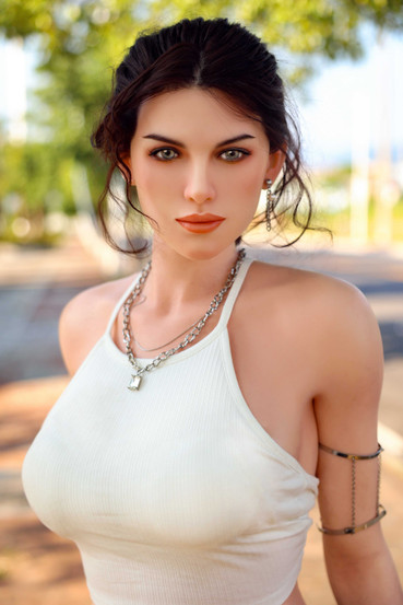 Mariam – 170cm tummanruskea kirjastonhoitaja silikoninukke, B-kuppi