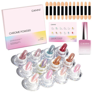 CANNI Chrome Powder Set – 12 tk – Nail Pigment 