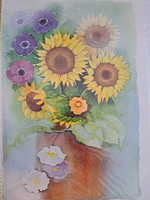 Suruadressi, akvarelli kukkakimppu, tekstitön