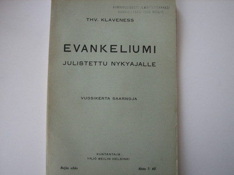Evankeliumi julistettu nykyajalle, vuosikertasaarnoja, neljäs vihko, Thv. Klaveness