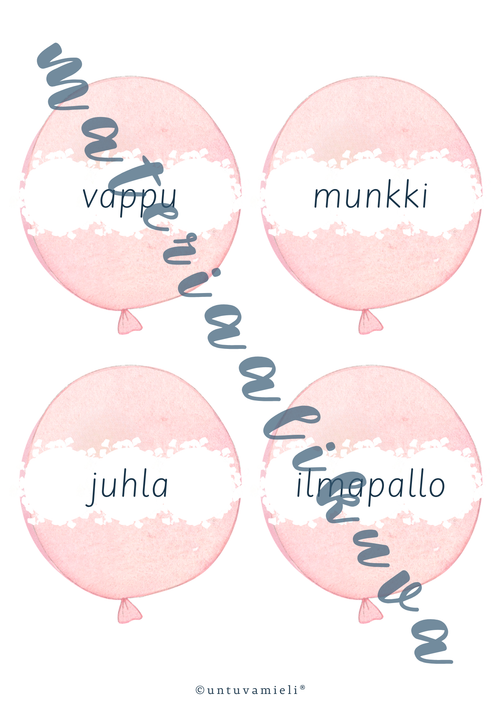 VAPPUMATERIAALI: sokerimunkit ja ilmapallot