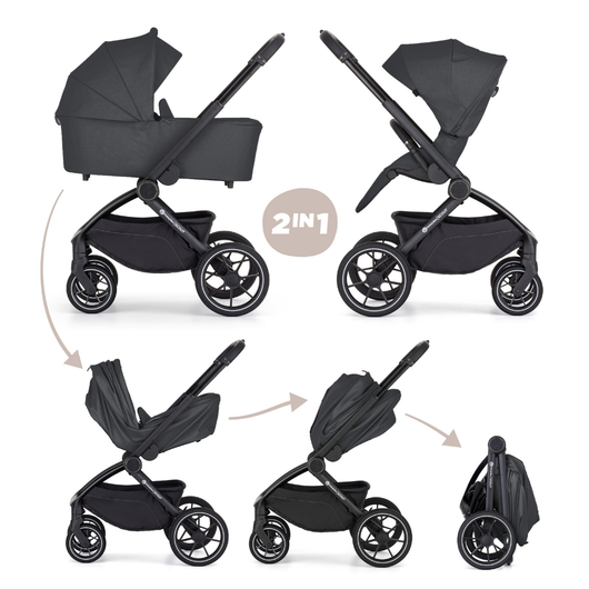Petite&Mars SCOUT 2in1, Anthrasite Moon -yhdistelmät adapterilla