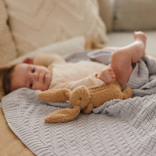 Vauvan orgaaninen puuvilla neulepeite, harmaa, 100x75cm