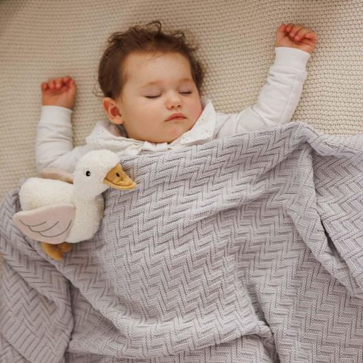 Vauvan orgaaninen puuvilla neulepeite, harmaa, 100x75cm