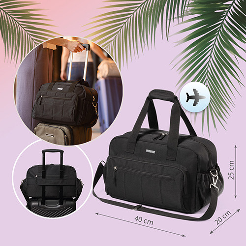 Hoitolaukku, Travel Bag, musta + pyyhe