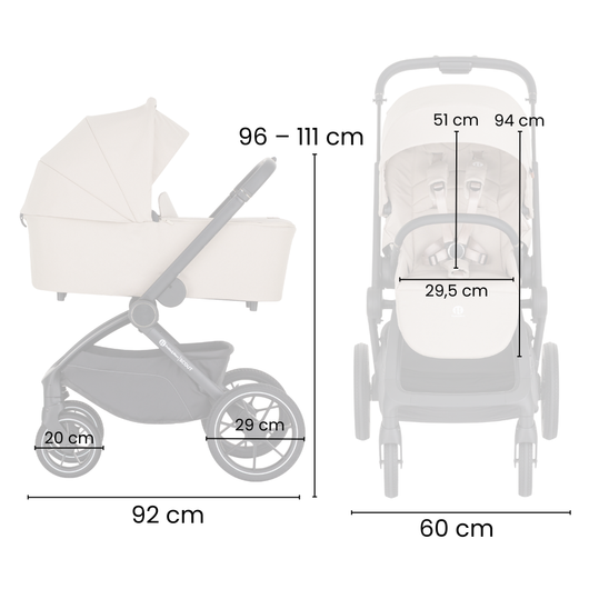 Petite&Mars SCOUT 2in1, Anthrasite Moon -yhdistelmät adapterilla
