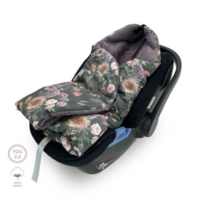 Kaukalolämpöpussi / turvaistuinpussi, Mystery of Flowers, 125x95cm