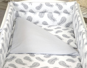 Reunapehmuste, pussilakana ja tyynynliina, Eimi, harmaat höyhenet