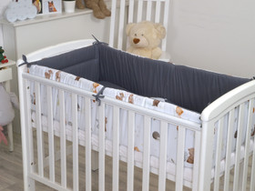 Reunapehmuste + pussilakanat pinnasänkyyn, Ketut ja Pöllöt / grafiitti