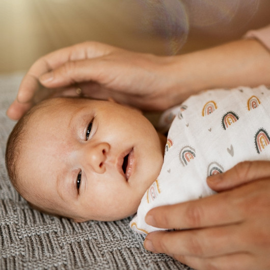 Isot harsot, bambupuuvilla, Petite, 120x120cm, Misty Green Leaves