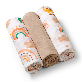 Puuvillaharsot Babyono, superpehmeät, 3 kpl, beige, BABYONO