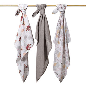 Puuvillaharsopaketti Babyono, 3 kpl, harmaa/laiskiaiset