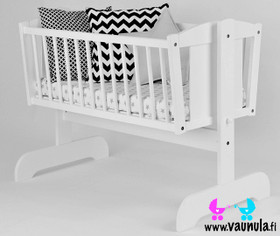 Keinuva kehto, Piccolo, valkoinen, pyörillä