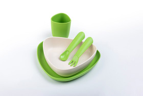 eKoala -ruokailusetti, vihreä/valkoinen, 5 osaa