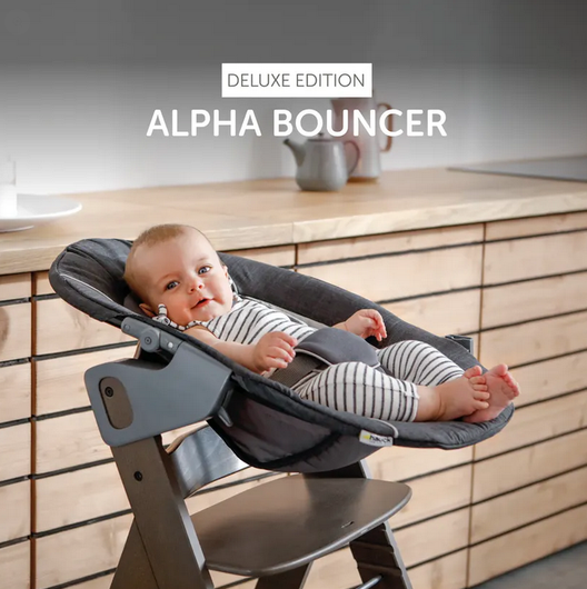 Hauck Alpha+ -syöttötuolisetti; syöttötuoli ja babysitter -Deluxe Grey