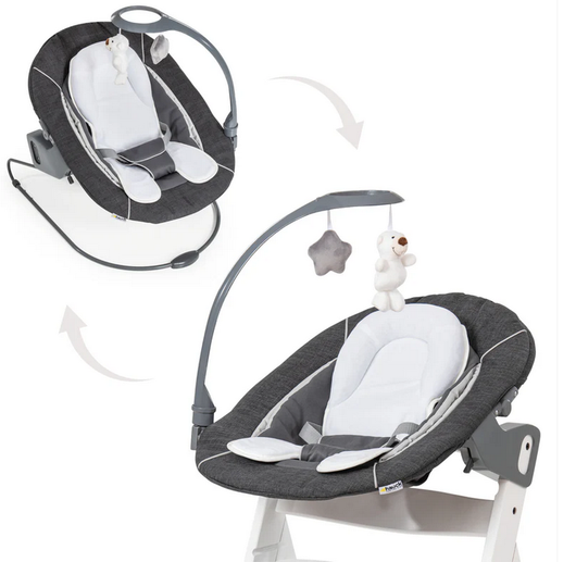 Hauck Alpha+ -syöttötuolisetti; syöttötuoli ja babysitter -Deluxe Grey