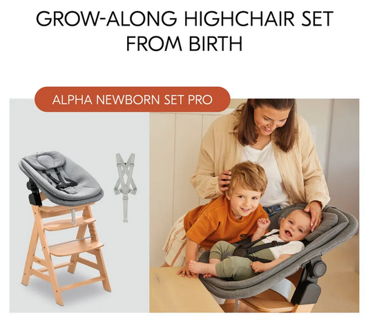 Hauck Alpha+ New Born Set PRO; syöttötuoli, babysitter + ruokailutaso