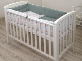 Reunapehmuste + pussilakana pinnasänkyyn, värik. metsäneläimet - 360cm