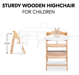 Hauck Arketa -syöttötuoli, koivu + taso, Beech N Play