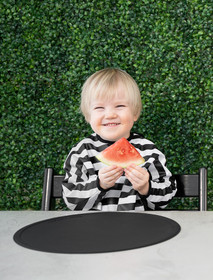 Hihallinen ruokalappu / essu, pehmeä, Baby Wallaby, musta, hihat