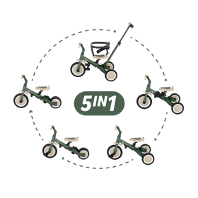 Turbo, 5in1 monitoimi kolmipyörä / potkupyörä, 1,5v-5v, Misty Green
