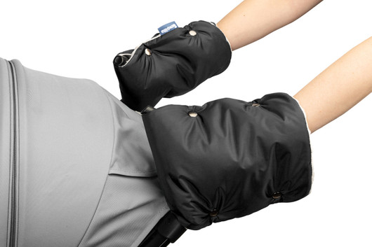 Työntöaisan hanskat / muhvi / kädenlämmitin, musta Minky