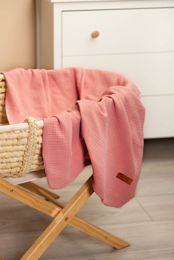 Vauvan musliini peite, vauvapeite, retro pink, 100cm x 75cm