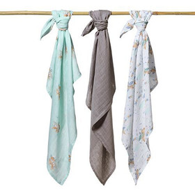 Bambuharsopaketti, 3 kpl, minttu/lentokone, 70x70cm