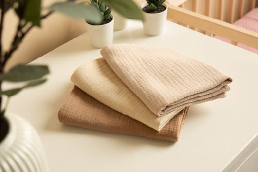 Harsopaketti, ruskea, 3 kpl, musliinipuuvilla, 60x80cm