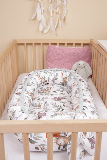 Vauvapesä + tyyny, unipesä, babynest Sensillo, metsäneläimet