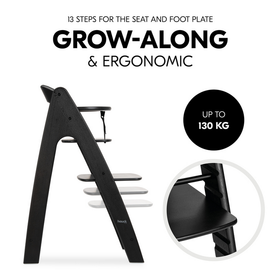 Hauck Arketa -syöttötuoli, Beech Blackwashed / musta