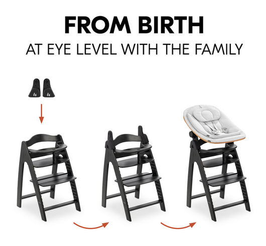 Hauck Arketa -syöttötuolisetti Dark Grey; syöttötuoli ja babysitter