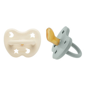 Hevea - anatominen luonnonkumitutti - 3-36kk, milk white & grey, 2 kpl