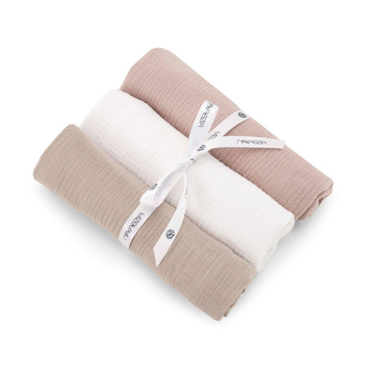 Harsopaketti, Powder Pink, 3 kpl, musliinipuuvilla, 65x65cm
