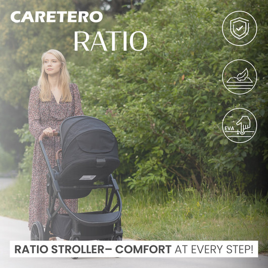 Caretero Ratio -rattaat, musta (käännettävä istuinosa)