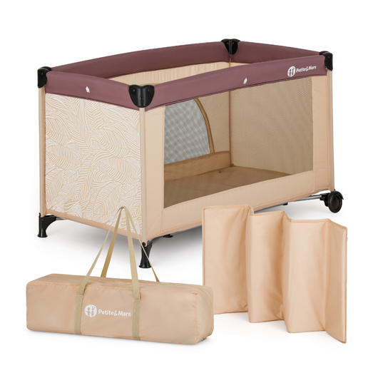 Matkasänky Nyja, Sand, patja + kuljetuskassi, P&M