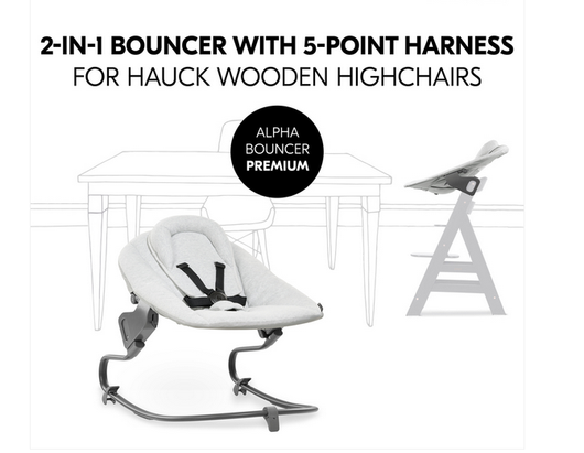 Hauck Alpha+ -syöttötuolisetti Premium; syöttötuoli ja babysitter