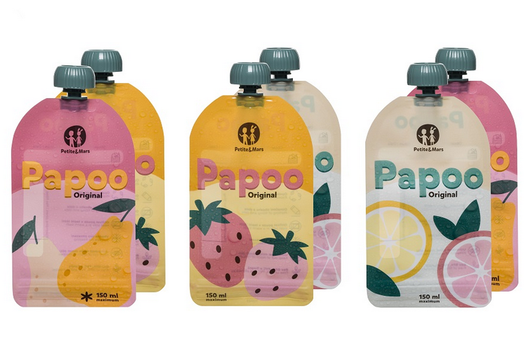 Petite&Mars -hihallinen essu, ruokalappu, Green Kiwi + smoothiepussit