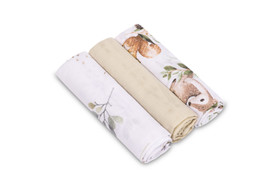 Harsopaketti, metsäneläimet/beige, 3 kpl, puuvilla, 60x80cm