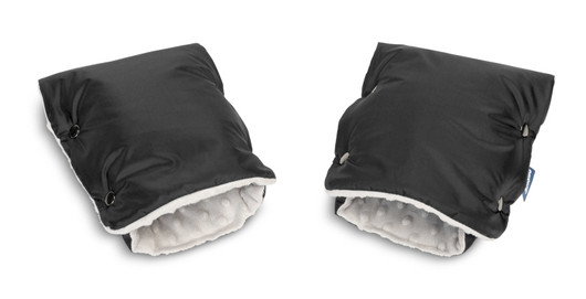 Työntöaisan hanskat / muhvi / kädenlämmitin, musta Minky